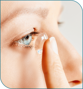 woman with rigid gas permeable contact lenses
