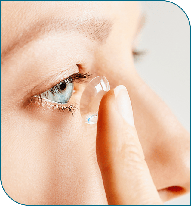 woman with rigid gas permeable contact lenses